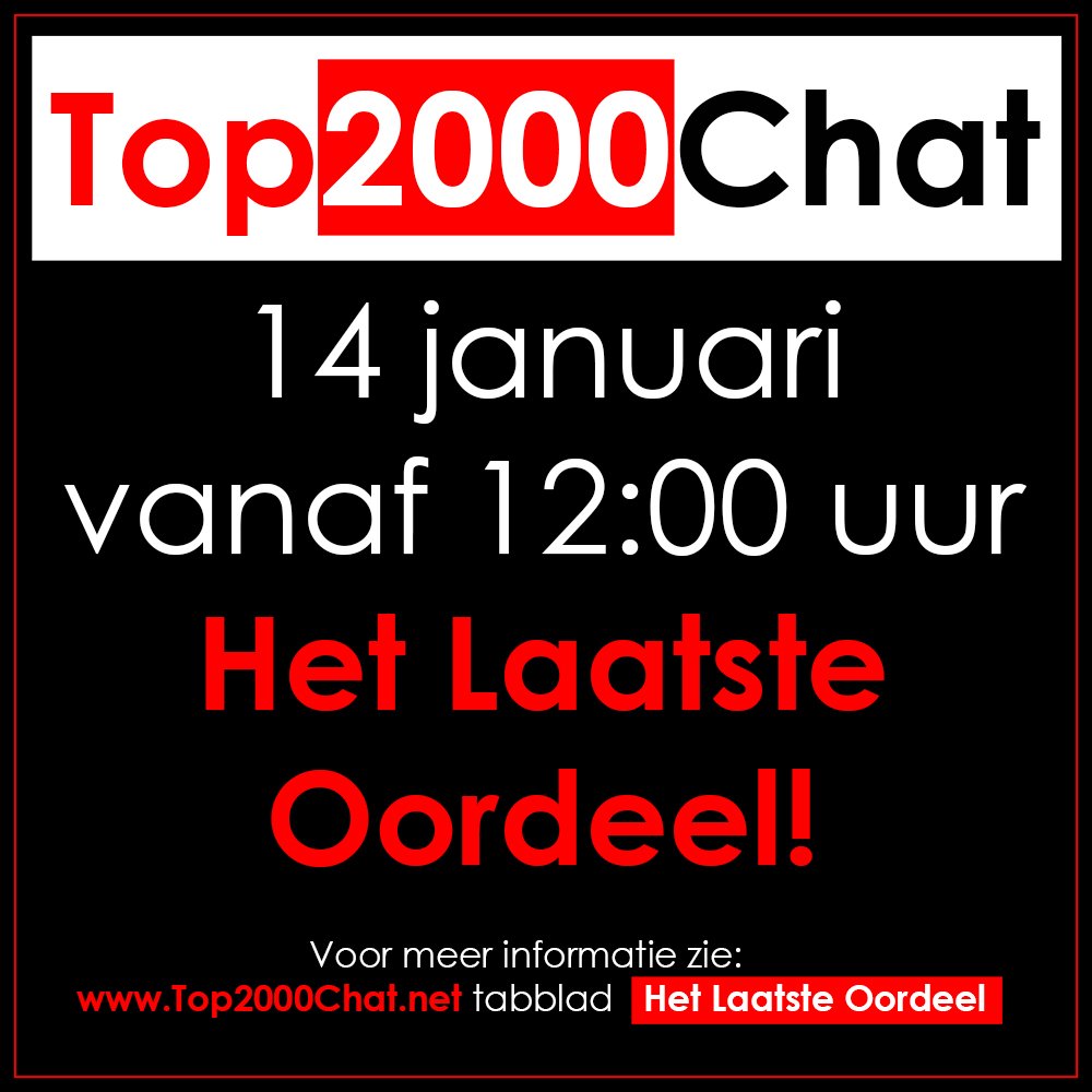 Top2000Chat's tweet photo. We zijn begonnen! De 131 door de chatters best gewaardeerde platen van de #Top2000. Je bent welkom in de #Top2000Chat! https://t.co/Ox0i4aqoVJ