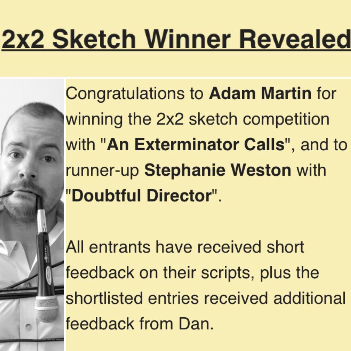 DanTambling's tweet image. Just #judged this #scriptwritingcompetition for @comedycrowd well done #adammartin and #stephaineweston
