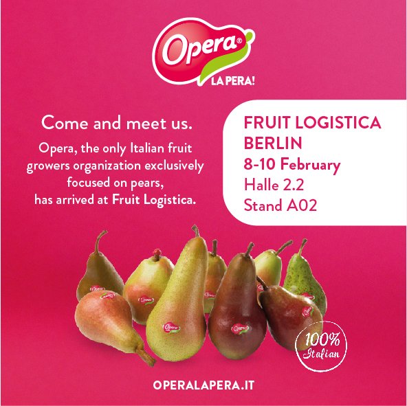 Fruitmodena's tweet photo. Meet us at Fruit Logistica 2017 (8-10 February) "OPERA La Pera!" 100% Pears Made in Italy - Hall 2.2 / Stand A02 https://t.co/CxW7u7T6Ih