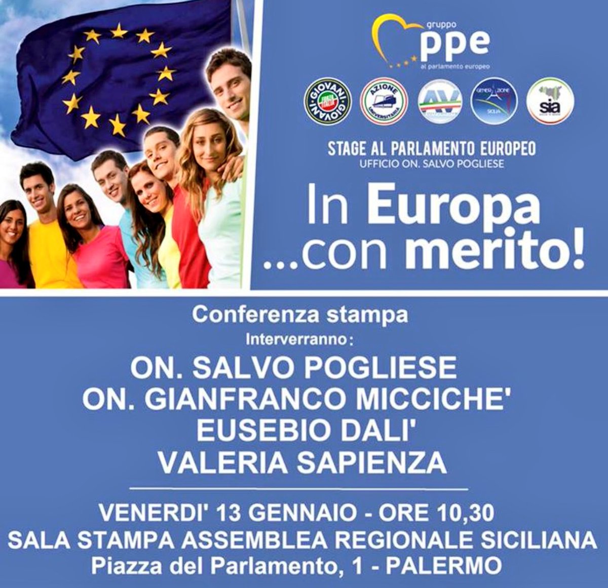 #Noncifermiamomai <a href="/FI_Giovani/">Forza Italia Giovani</a> #Palermo ieri in conferenza stampa con <a href="/miccichesud/">Gianfranco Miccichè</a> e @SalvoPogliese X "EuropaConMerito"! @AngieCalabria