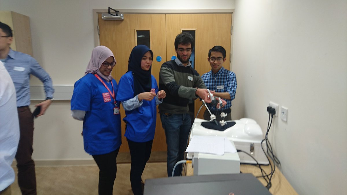 Students learning laproscopic skills at #scrubs2017
Thank you <a href="/CardiffMBBChC21/">Cardiff Uni C21</a> for the scrubs and <a href="/SurgerySkills/">WIMAT</a> for the lap trainers!