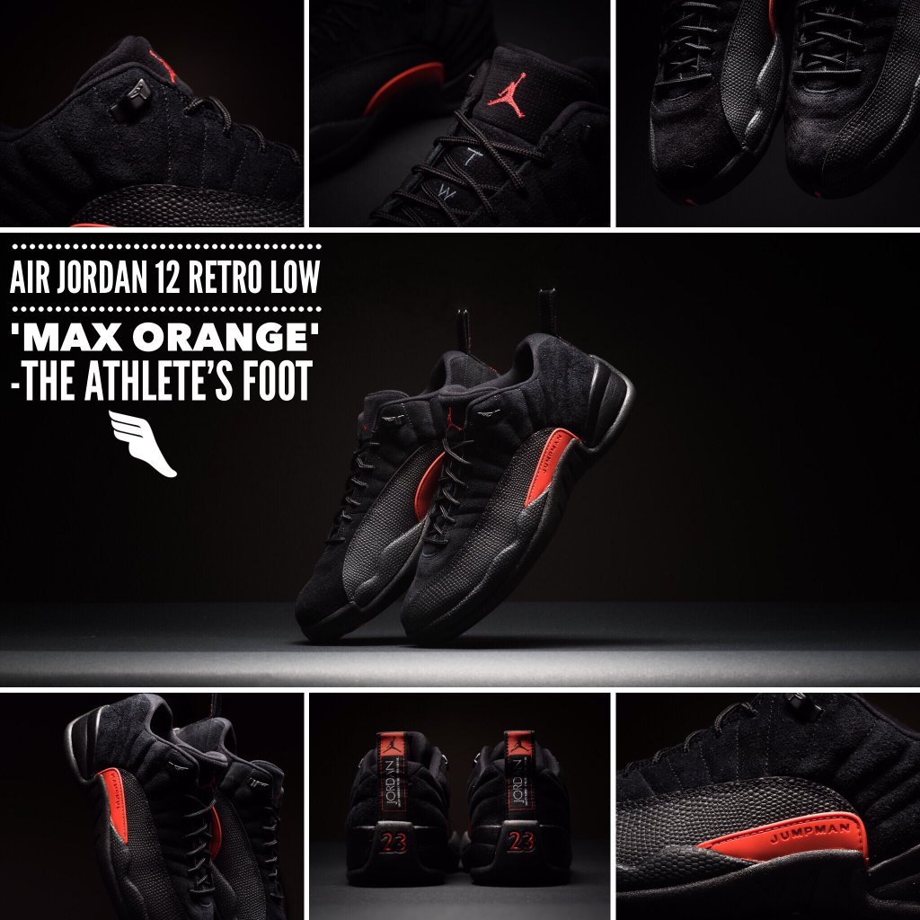jordan 12 max orange on feet