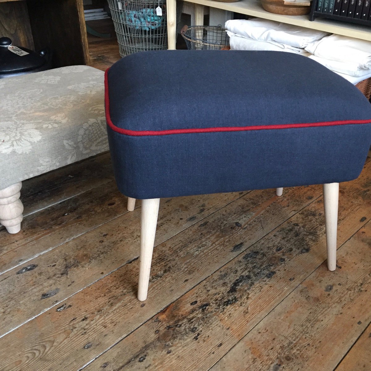 Embracing #januaryblues keeping busy in the workshop giving this @MinistryofUphol #midcenturystool the #Scandi twist #blueblackandred