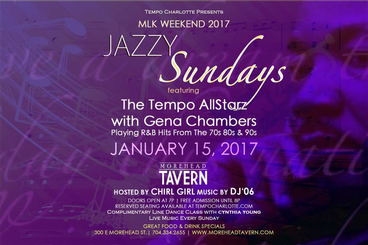 #JazzySundays: MLK Edition comes to <a href="/TavernCLT/">The Tavern</a> this Sunday! Doors open at 7 PM and NO cover before 8 PM!