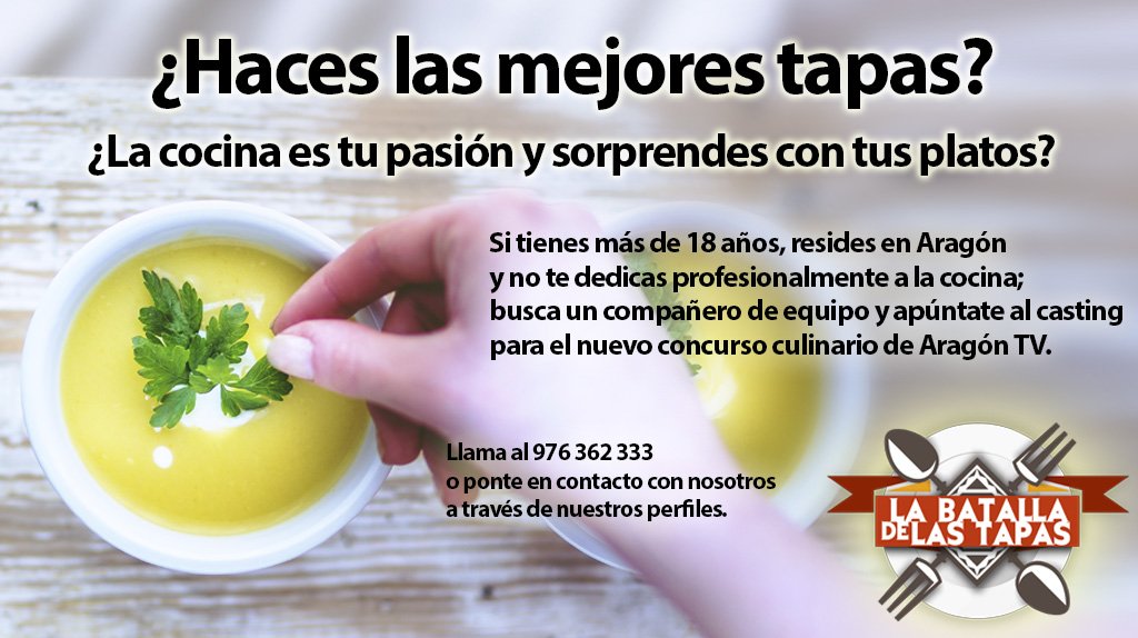 ¿Te gusta cocinar? Buscamos ocho parejas. Apúntate al #casting. #LaBatalladeLasTapas