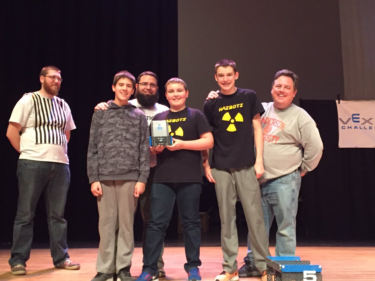 Hazbotz's tweet photo. Great Day at Raven VEX-IQ today. Great #VEXRobotics competition. Design Award recipients today.Thanks AndersonUniv for hosting a cool event! https://t.co/iEAxPpKJA9