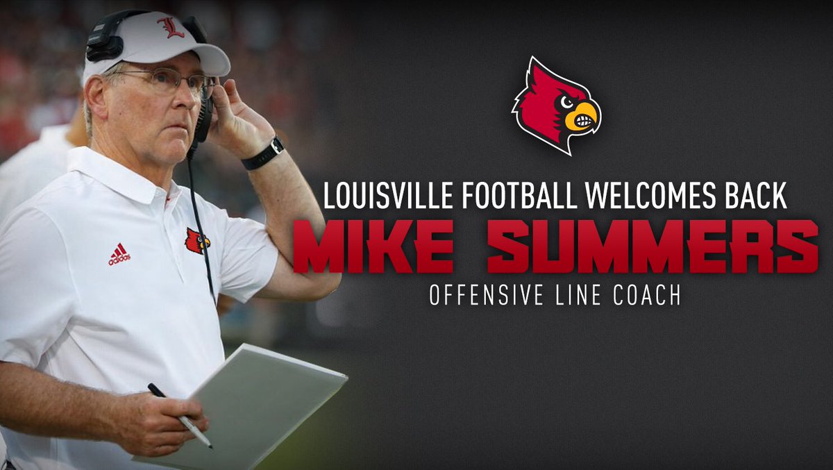 LouisvilleFB's tweet photo. Cards welcome back Mike Summers to the @UofLFootball staff; Summers coached at UofL from 2003-06 https://t.co/co5qldQVpr