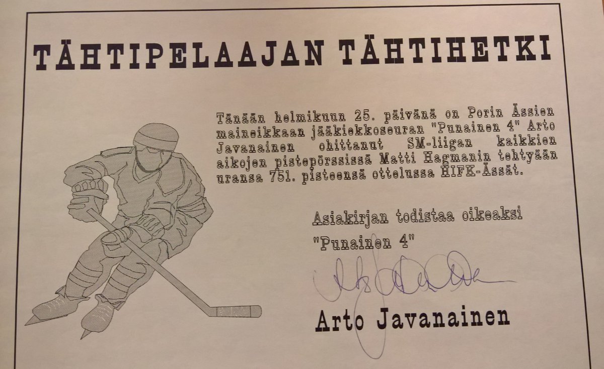 ErkkaVLehtola's tweet image. Jatketaan: Tässä paperipala suomalaista ja porilaista jääkiekkohistoriaa helmikuulta 1993. #patasydän #ässät #java #H-hetki #RIPPunainen4