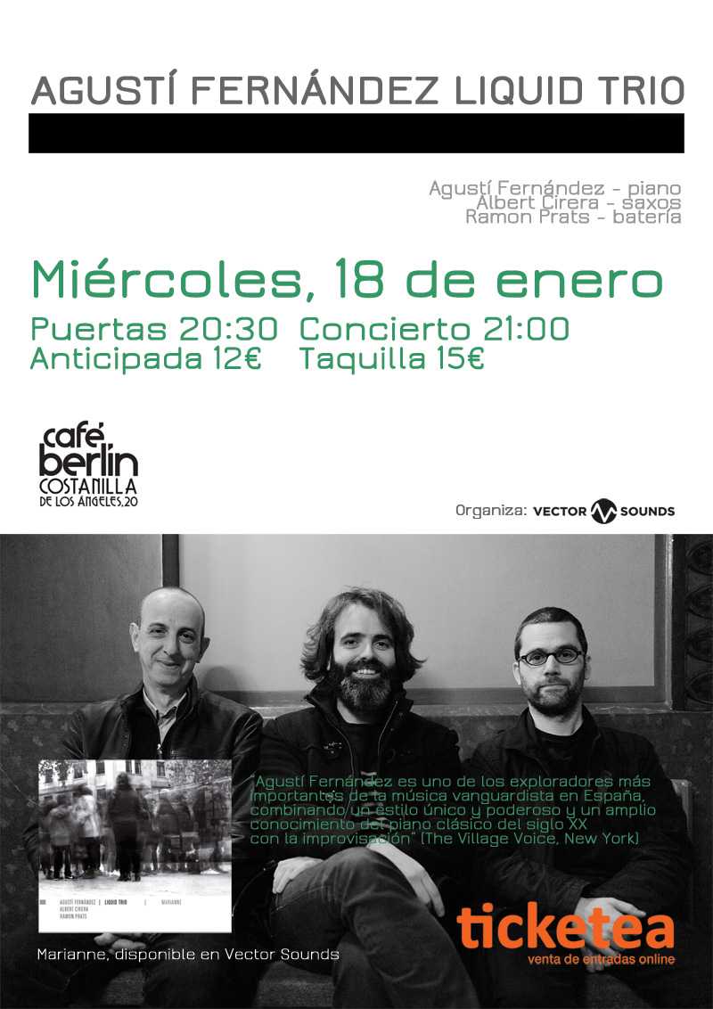 glasstowerjai_'s tweet photo. @VectorSounds brings Agustí Fernández Liquid Trio to Café Berlín in Madrid. Don't miss it! https://t.co/GNtIBzhvAk