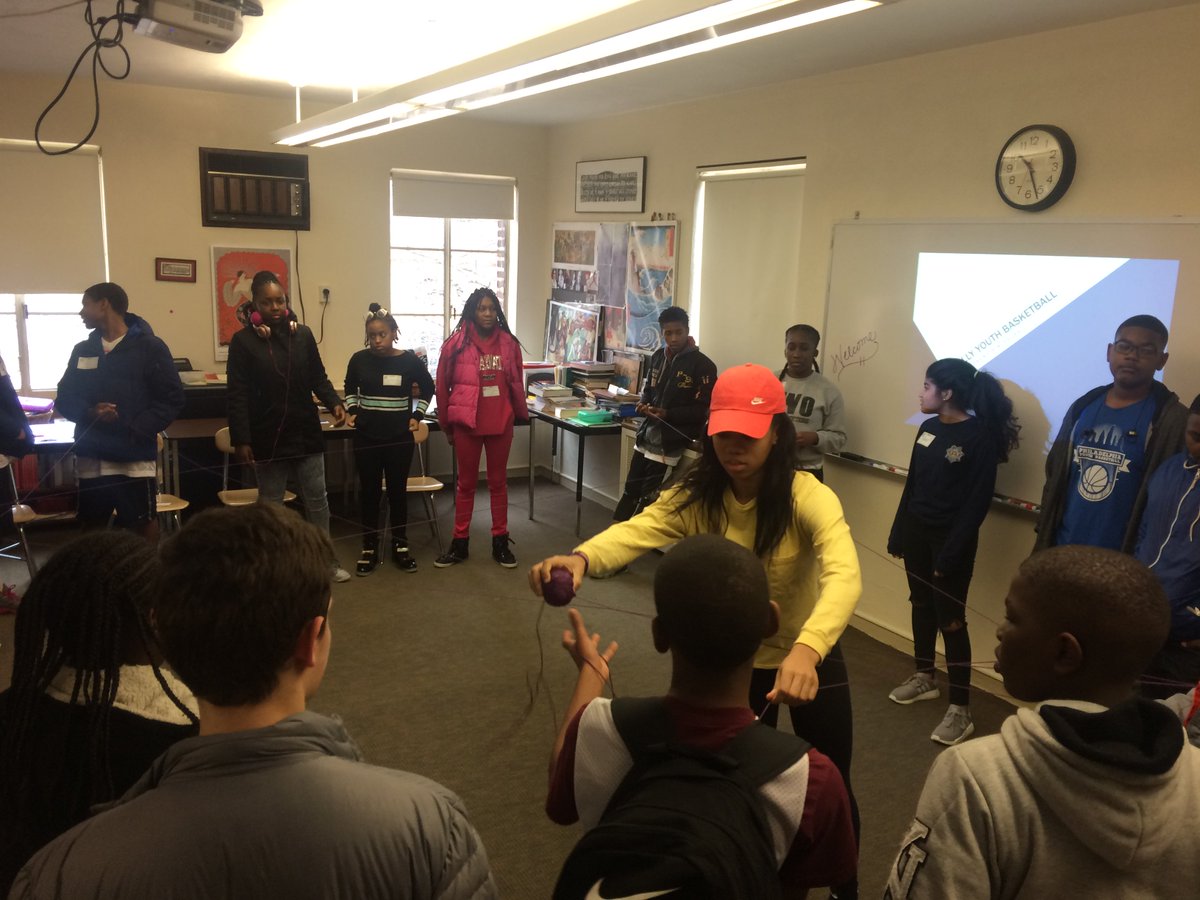 GFStigers's tweet photo. GFS Students & Alums facilitating icebreakers for #MLKWeekend dialogue between #CookeElementary & #Interfaith Boys Bball @PhillyYouthBB https://t.co/r4cRzwBcY9