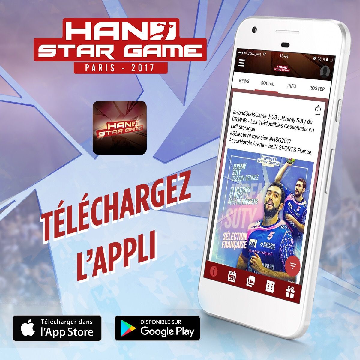 handstargame's tweet photo. #HandStarNews : grâce à l'appli du Hand Star Game vous pourrez votez en live pour le MVP du match ! Téléchargez vite l'appli #HSG2017 https://t.co/sHsX2QDw4J