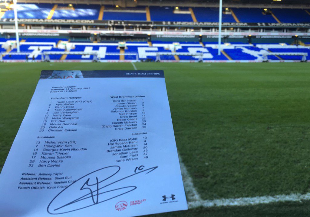 SpursOfficial's tweet image. RT and follow @SpursOfficial for a chance to win a teamsheet from today's victory signed by @HKane! #COYS