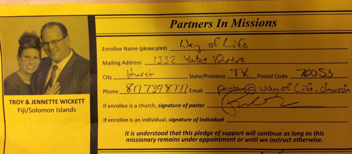 Thank You...Pastor Shindoll and <a href="/WayofLifeHurst/">WAY OF LIFE CHURCH</a> for being our first PIM on deputation journey!! Great first day!! #one=many