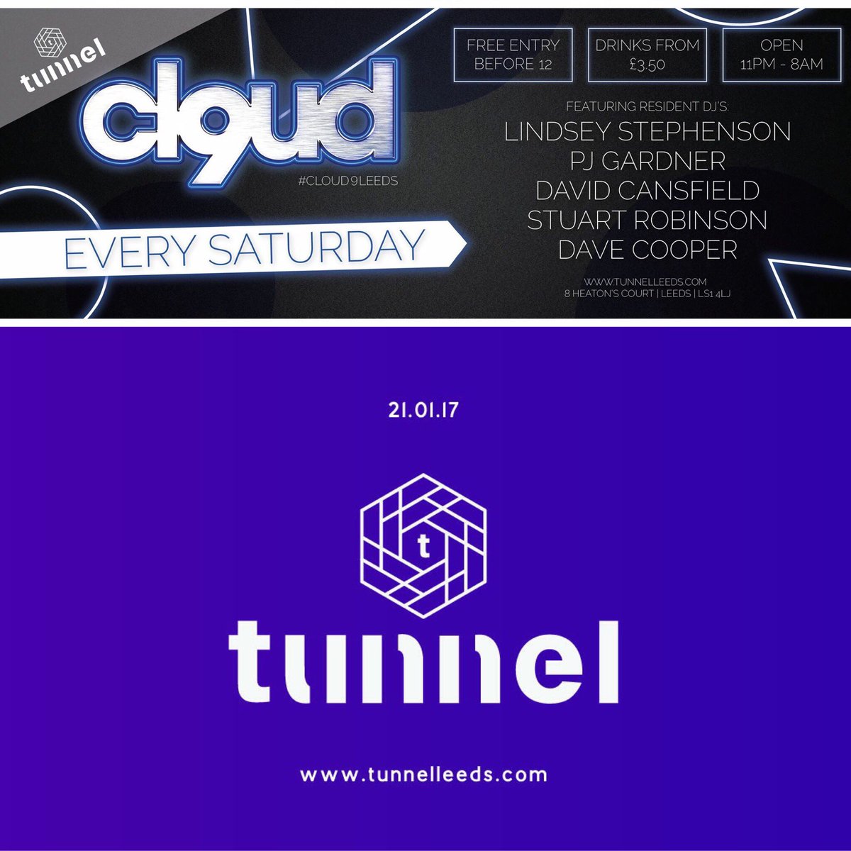 🎈ONE WEEK until the opening night
💕 Free Entry/Prosecco reception before midnight, Doors open 11pm
🚩 TUNNEL -LEEDS (tunnelleeds.com)
