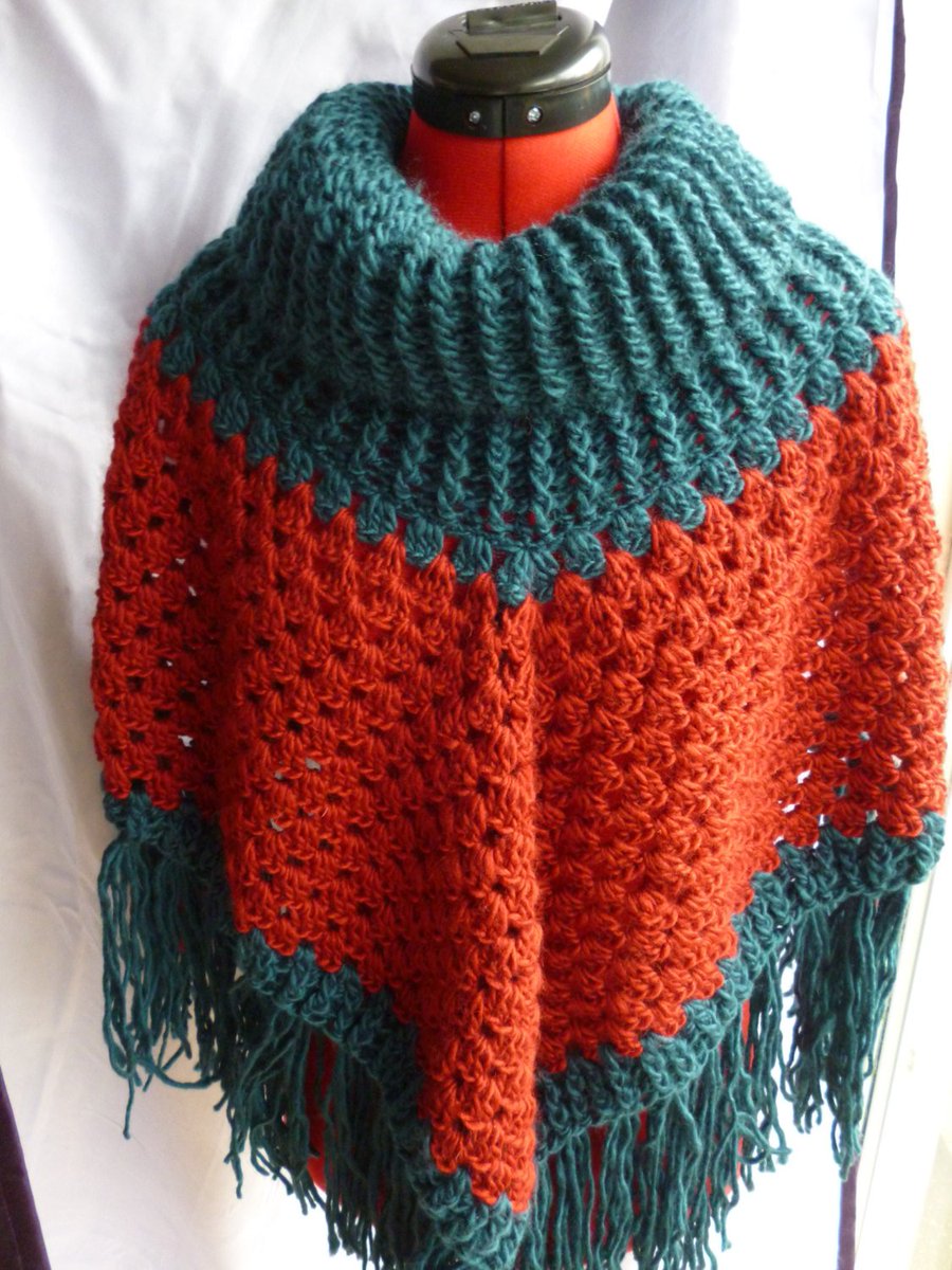 khaosandkismet's tweet photo. Cowl neck poncho, crochet poncho https://t.co/BhQ4sBKcTI #Handmade #Etsy #RedPoncho https://t.co/fxFBEPHfqP
