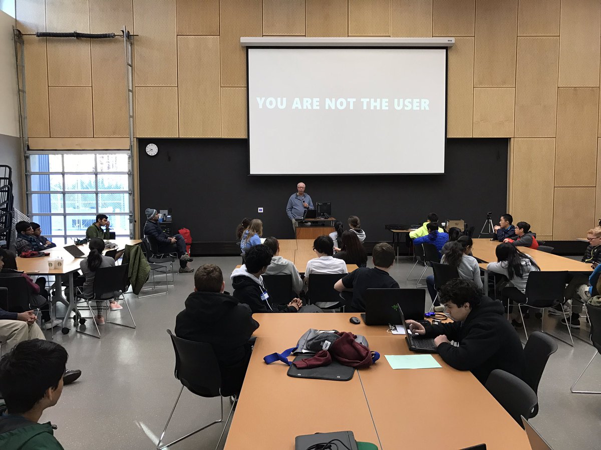 #ttpoa Our resident Bill Wertz presenting aging challenges to 75 high school students for a hackathon.