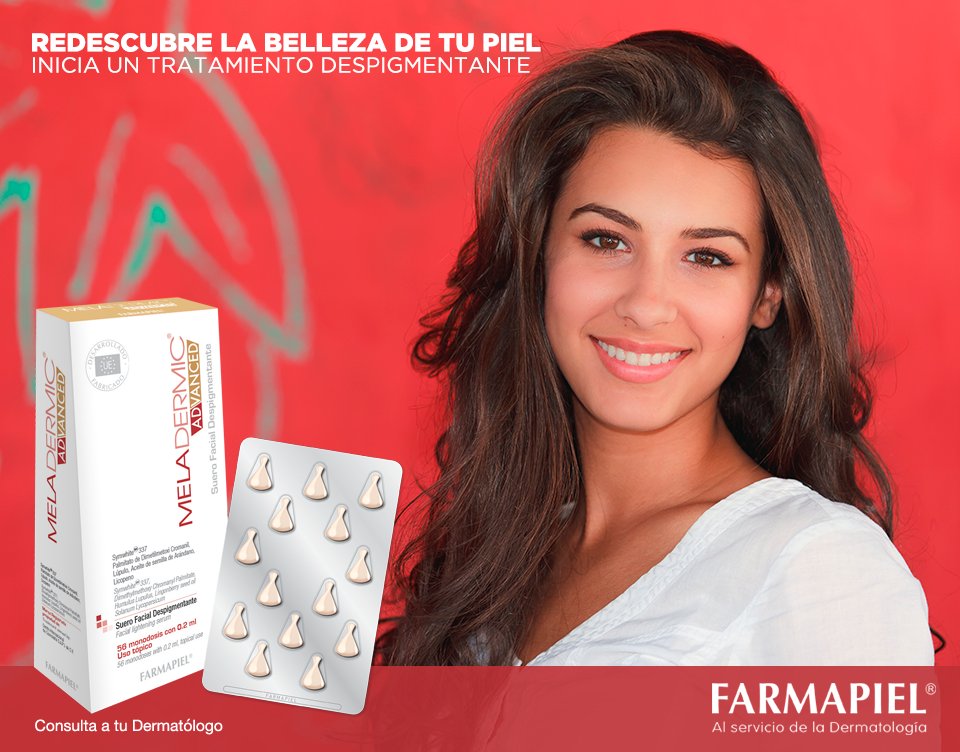 FarmapielMexico's tweet photo. Meladermic https://t.co/6MdoDqKwaa es una línea de coadyuvantes en el tratamiento de despigmentación de la piel. Consulta a tu Dermatólogo https://t.co/ZHXqpMkpXU