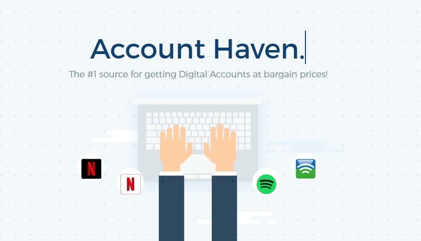 AccountHaven's tweet photo. Our website is live! Check it out now for the best deals on Digital Services like Netflix, Spotify &amp; more!

https://t.co/fIuHiADPfX https://t.co/IVcczOQid0