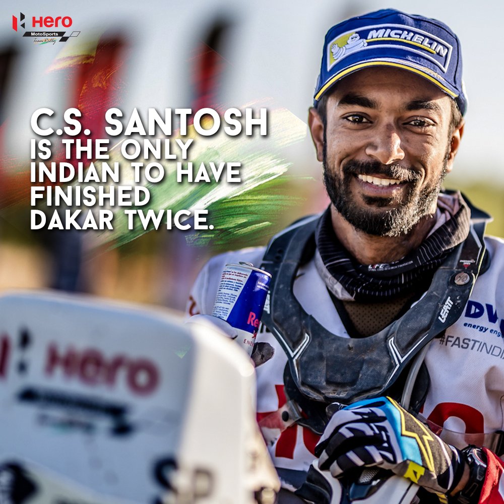 Known as the India's 🇮🇳 finest rider for a reason.
<a href="/cs_santosh22/">cs santosh</a> is setting new benchmarks for Indian motorsports. #Dakar2017 #HeroatDakar