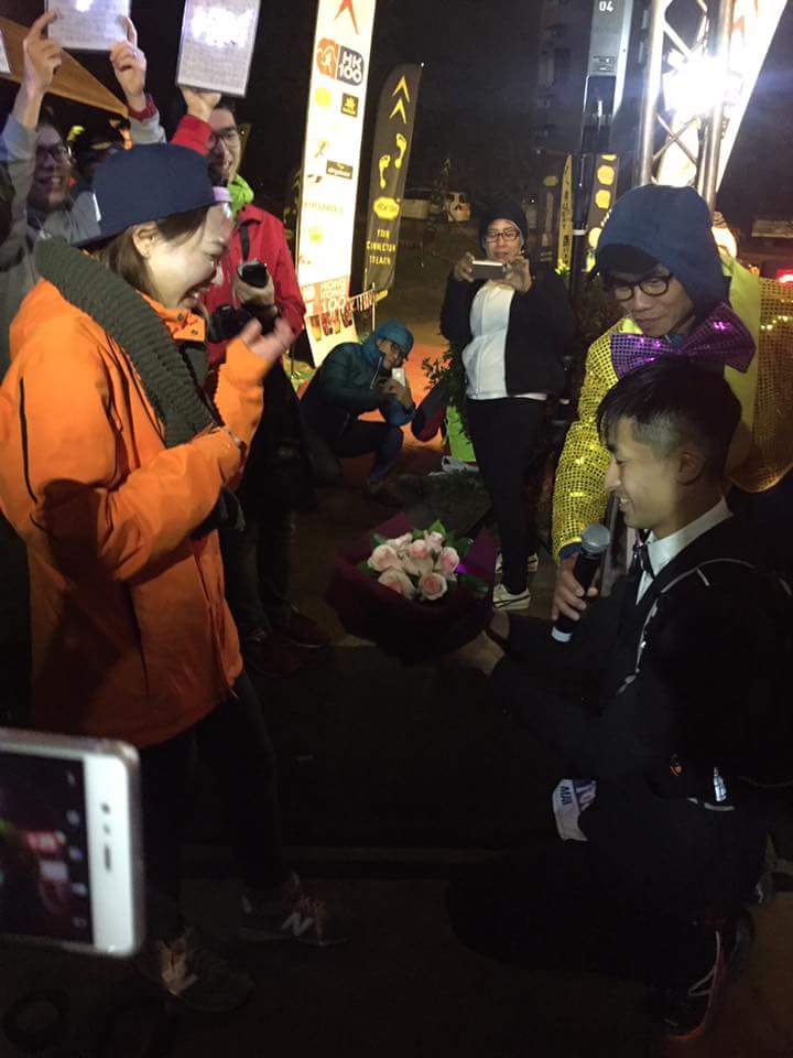 SHE SAID YES: A surprise proposal@4am today! The unsuspecting fiancée-to-be met her BF's arrival only w/ him running thru in a full suit! <3