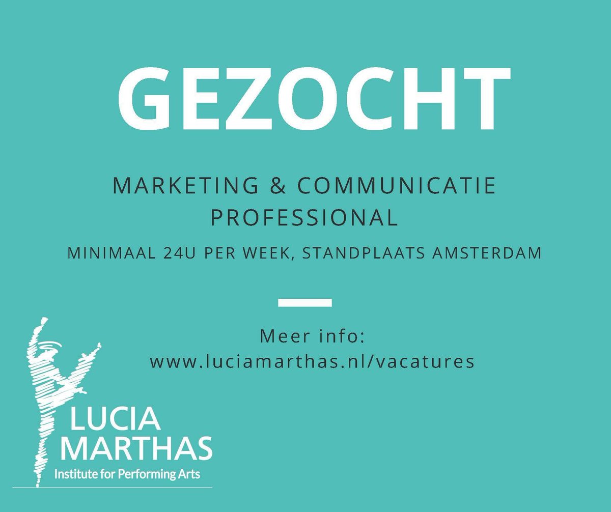 Gezocht: Marketing &amp; Communicatie Professional!
Meer info: luciamarthas.nl/vacatures #creatief #socialmedia #marketing #vacature