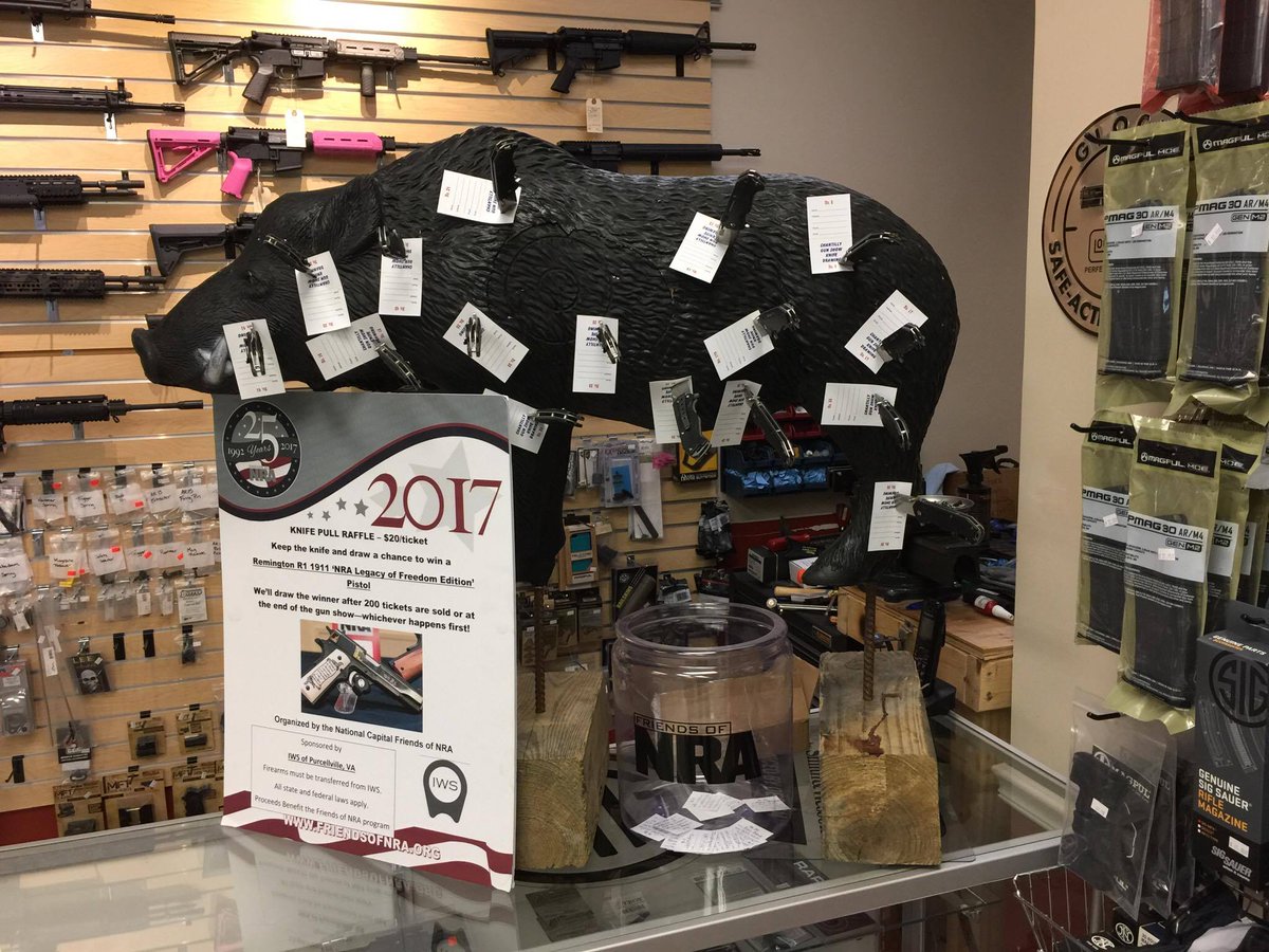 NCF_NRA's tweet photo. Get a chance to win a 1911 pistol w/each purchase of an NRA knife at ISW gun shop in Purcellville, VA for the Nat'l Capital Friends of NRA. https://t.co/9NiFuKTDco