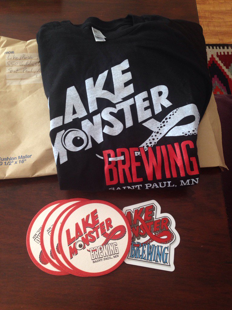 DysonBrewing's tweet photo. Got my swag from the @LakeMonsterBrew peeps today! Thanks, all. #kickstarter #DrinkLocal #SupportBeer https://t.co/1aKWNWVtL6