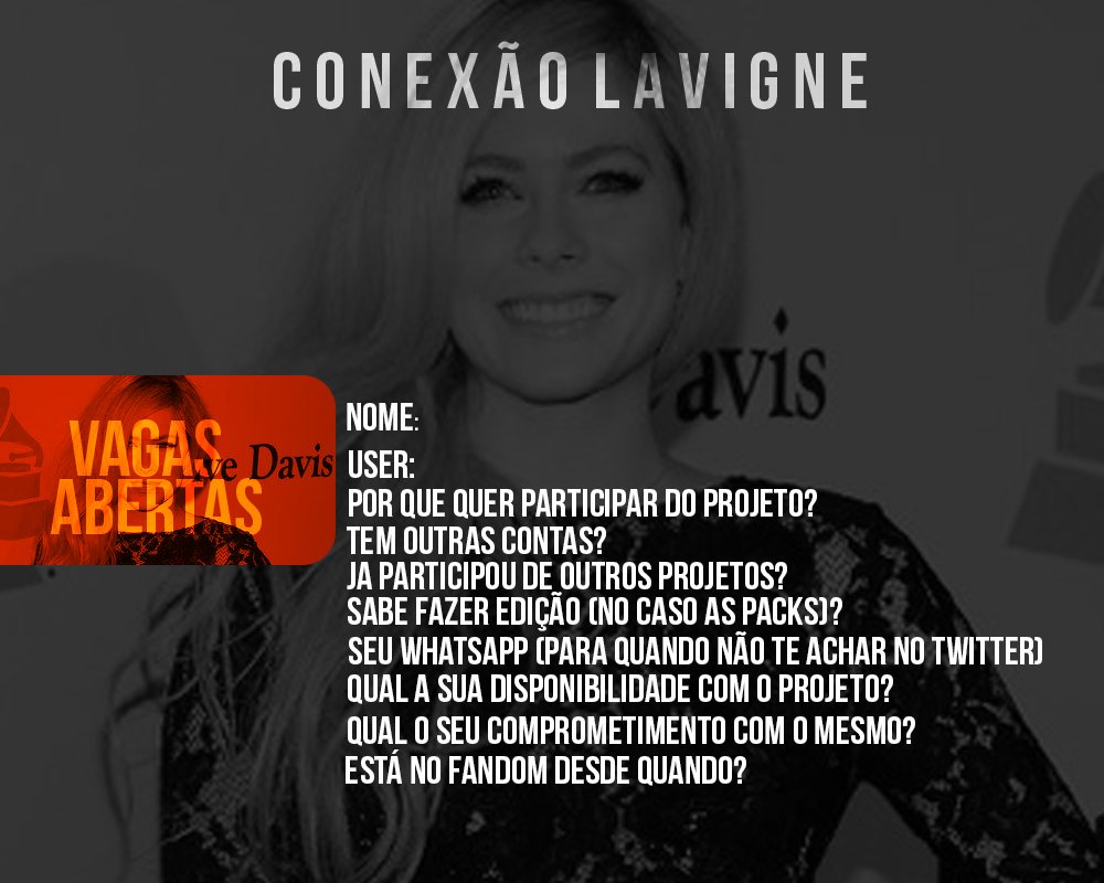 Conexlavigne's tweet photo. VAGAS ABERTAS: 

Ficha por: @waldorfdsg https://t.co/lHPVBnqo4o
