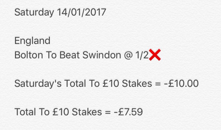 StatsWhereItsAt's tweet image. Today = -£10.00 Total = -£7.59