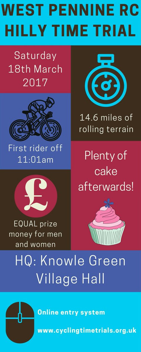 The TT Dan &amp; I organise is Sat 18th March. Would love to see more women there this year! Please​ RT👍🚴

Entry here: cyclingtimetrials.org.uk/race-details/1…