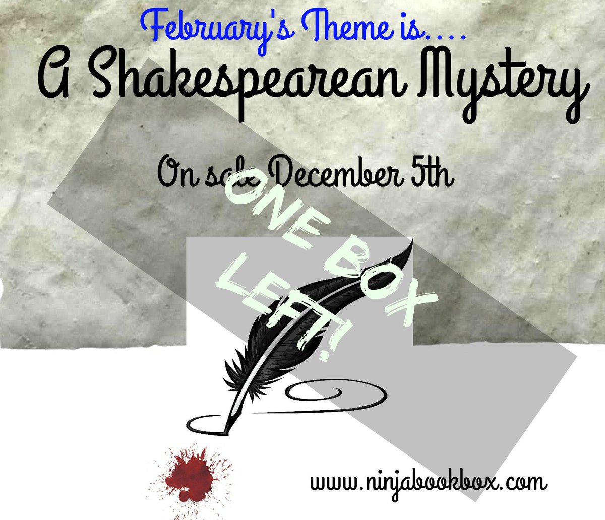 NinjaBookBox's tweet photo. ***ALERT*** There is only ONE 'A Shakesearean Mystery' box left! Get it now or miss out! https://t.co/Hs88A7YJqA #bookbox #ukbookbox https://t.co/5kV92n7VB9