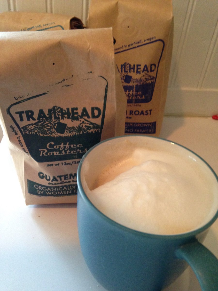 Tried the <a href="/TrailheadPDX/">Trailhead Coffee PDX</a> Guatemalan roast from <a href="/BrosCoffeeCo/">Brothers Coffee</a>’s January shipment. My latte turned out more like a cappuccino, but it was good!