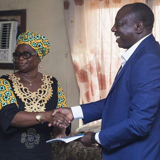 FORMER  STATE COORDINATOR (L)  &amp;  THE NEW STATE COORDINATOR  (R) EXCHANGING HAND SHAKE CONGRATULATIONS