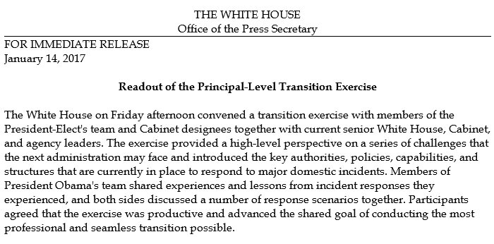 Yesterday @NSC44 hosted a principals level exercise w/ the incoming Admin as part of our obligation and duty to ensure a smooth transition.