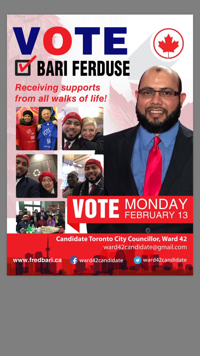 BariFerduse's tweet photo. #ward42 #TOpoli  receiving supports from all walks of life ! #teambari  #malvern  https://t.co/wN8RuRtfJc 
"VOTE BARI " for real change! https://t.co/YoPc1faN2e