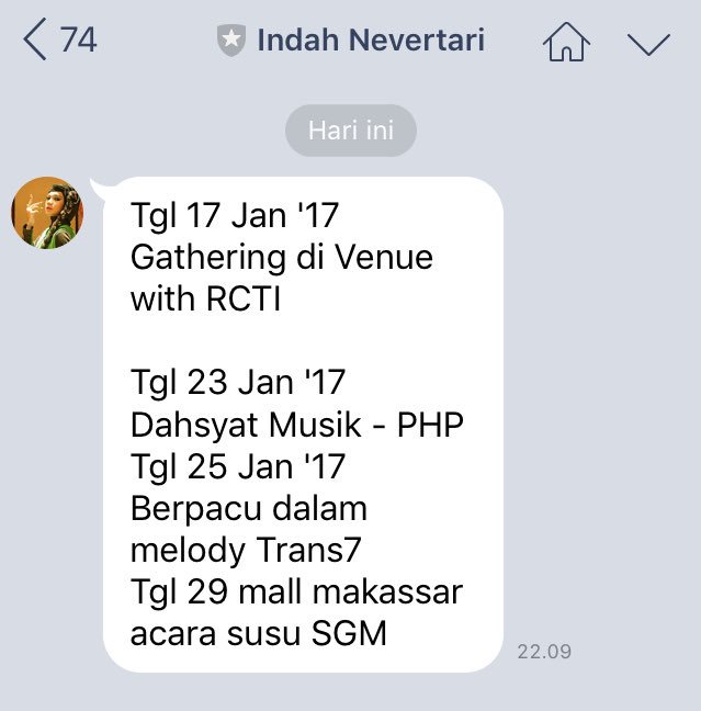 Tgl 29 Jan '17 <a href="/indah_nevertari/">Indah Nevertari</a> bakal perform di Makassar. 👏🏻

Buat kalian yg belum gabung jd member INev.MKS, silahkan mendaftar lewat DM 😉