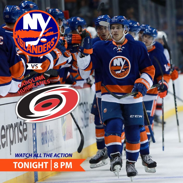 Stop by to watch <a href="/NYIslanders/">New York Islanders</a> vs <a href="/NHLCanes/">Carolina Hurricanes</a> at 8pm! #NHL