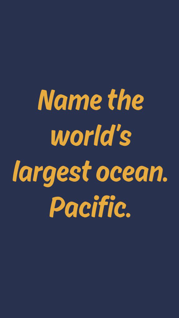 KuhnMakfish's tweet photo. Name the world’s largest ocean. Pacific. #trivia #interesting #TriviaQ&A https://t.co/ycwIjwTjln https://t.co/iDpzzLIGIB