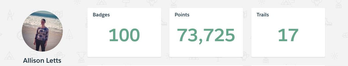 allisonletts's tweet image. Finally hit 100 badges on @trailhead -- so excited!!! #MyTrailAhead 
Rounded it out with Advanced Formulas (trailhead.salesforce.com/en/modules/adv…)