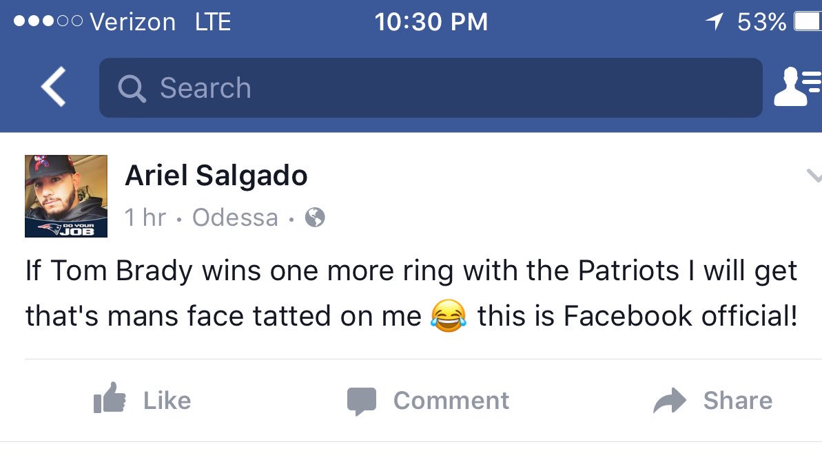 ArielTomahawk11's tweet photo. You bet your ass I'll stick to what I said #TomBradyTatted #Goat #MAAaAaAaa 🐐 bring Pats Nation one more https://t.co/zGMjHQG26O