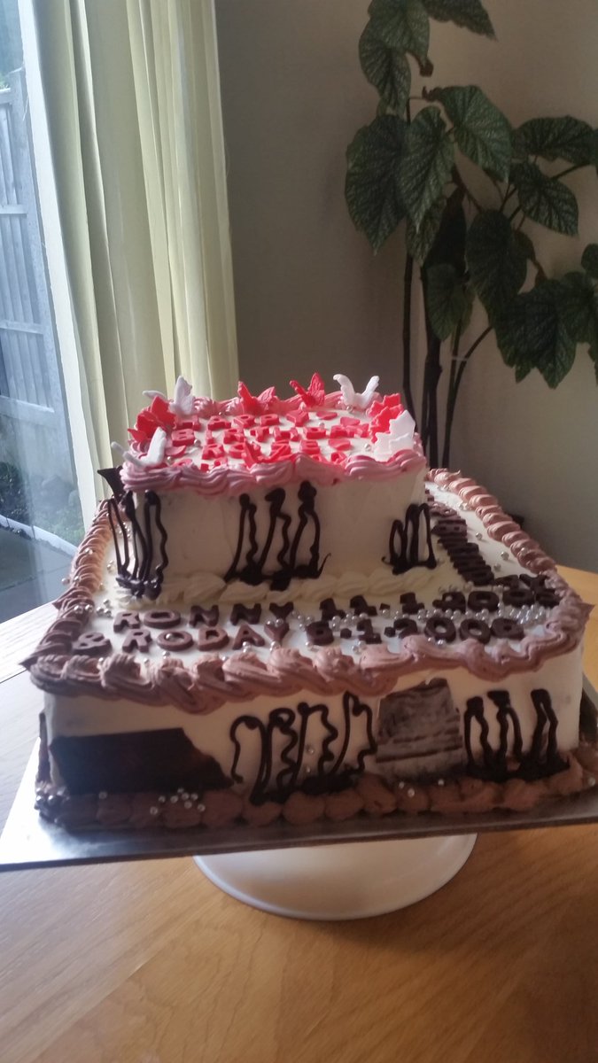 Beautiful two tires fresh cream birthday cake