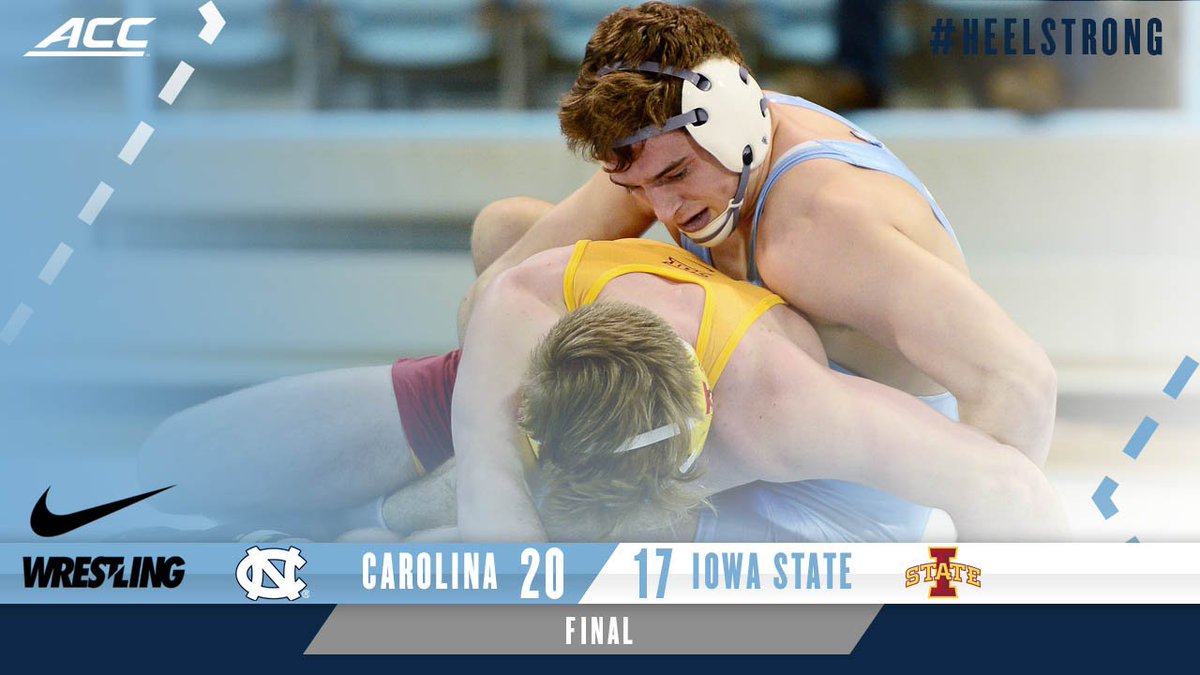 UNCWrestling's tweet image. CAROLINA VICTORY! Thanks to the late heroics of Szymanski, UNC beats ISU 20-17! #HeelStrong