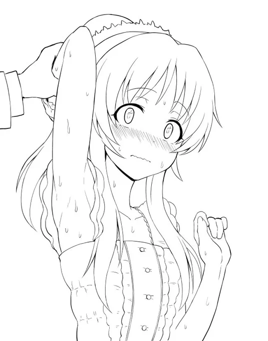あまりに捗ってないので、ライブ後の高森藍子の線画をのっけときます 