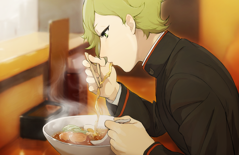 「リクエスト:ラーメン食べる鶯丸 リクエストありがとうございました! 」|のむおのイラスト