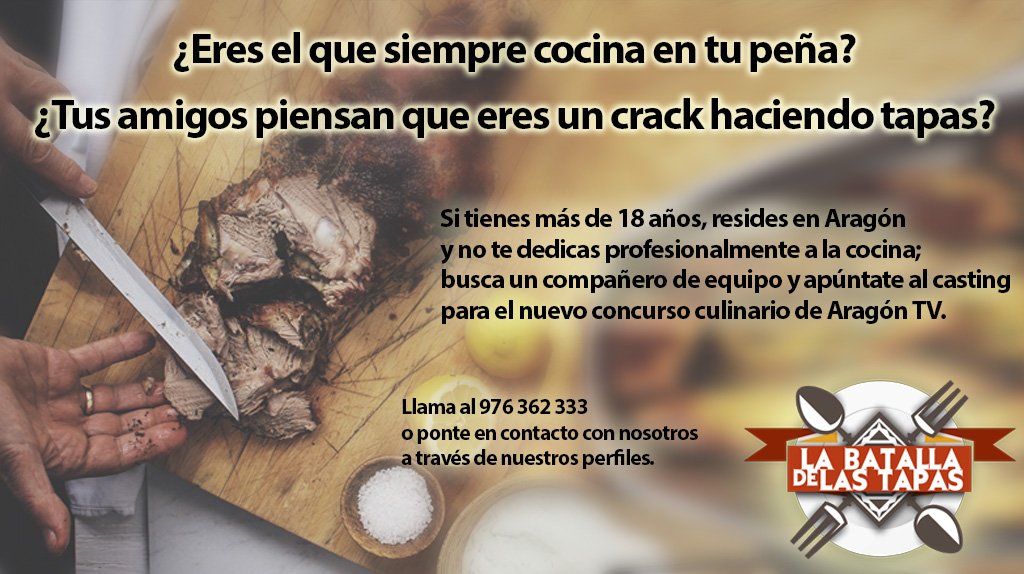 ¿Disfrutas cocinando? Apúntate al #casting de #LaBatalladelasTapas.
