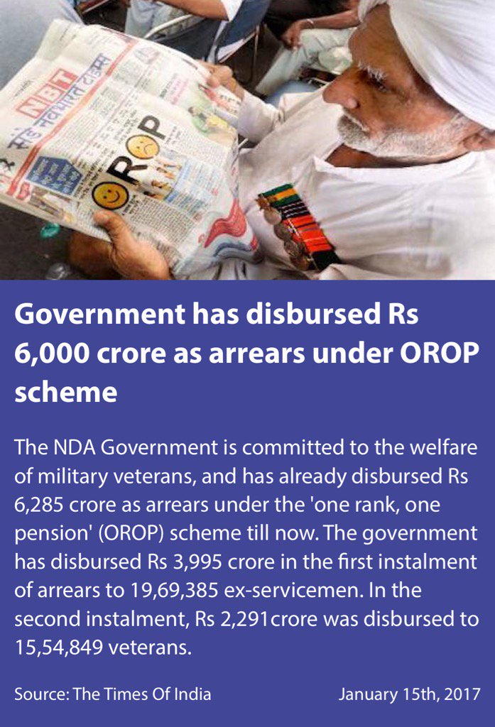 MrsGandhi's tweet photo. Modi Government has disbursed ₹6000 crores as arrears under OROP scheme. Point to be noted!
https://t.co/kB7FbfQIWB https://t.co/wouULhnhlG