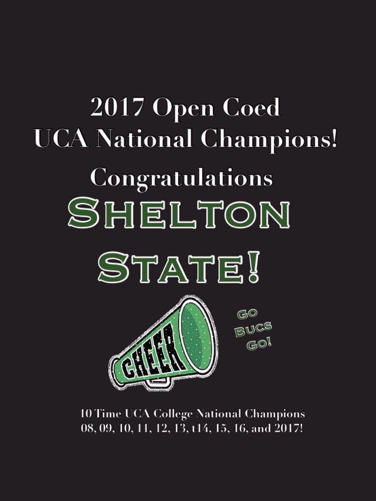 KDJL001's tweet photo. @KDJL001: .@SSCC_Cheer Congrats Shelton State 2017 UCA National Champs! Cheer! #GoBucs #bucdynasty #UCAnationals https://t.co/dneW34MY4e