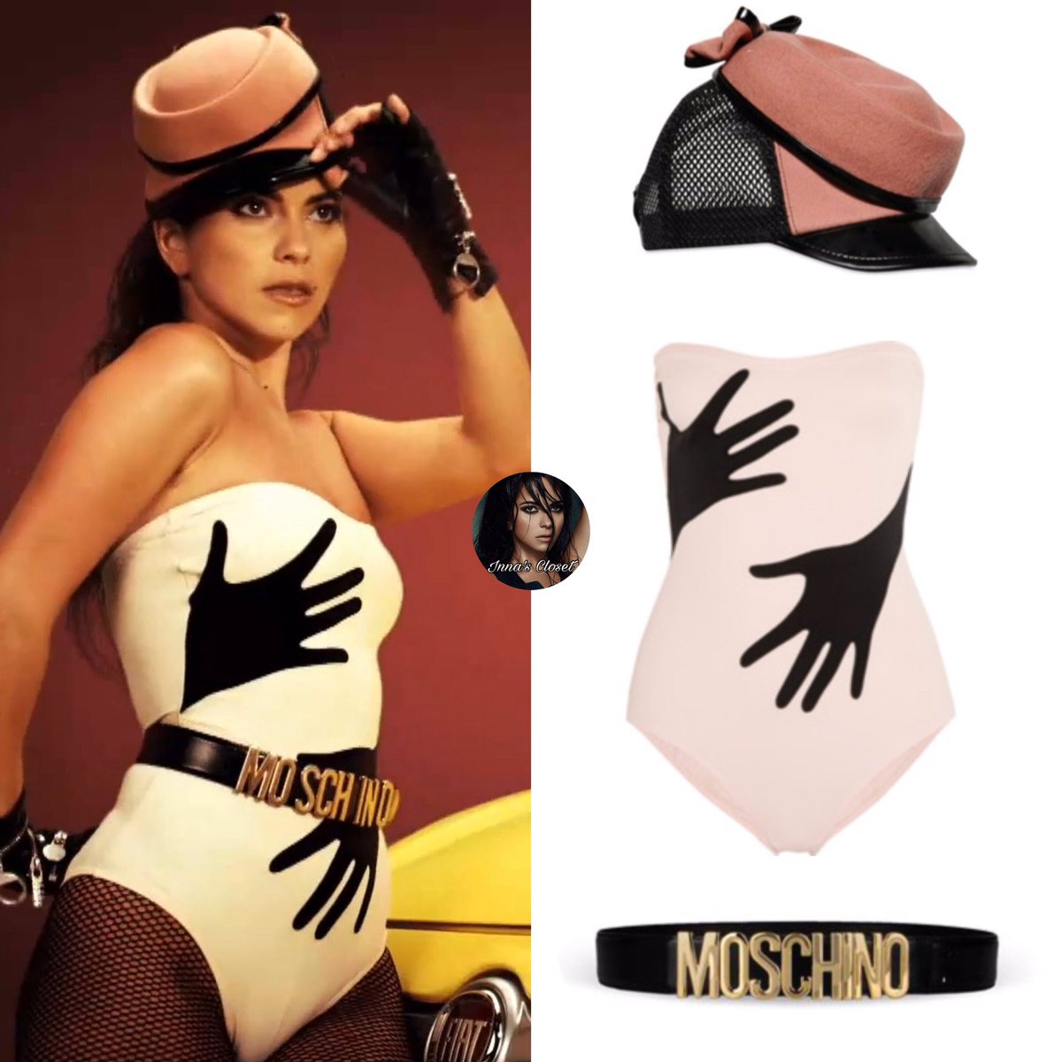 innascloset's tweet photo. @innaofficial is wearing @dsquared2 baseball cap available at @polyvore $216, @moschino hand print bodysuit at @shopbop $350+belt $250 https://t.co/8mZo1KcwZl