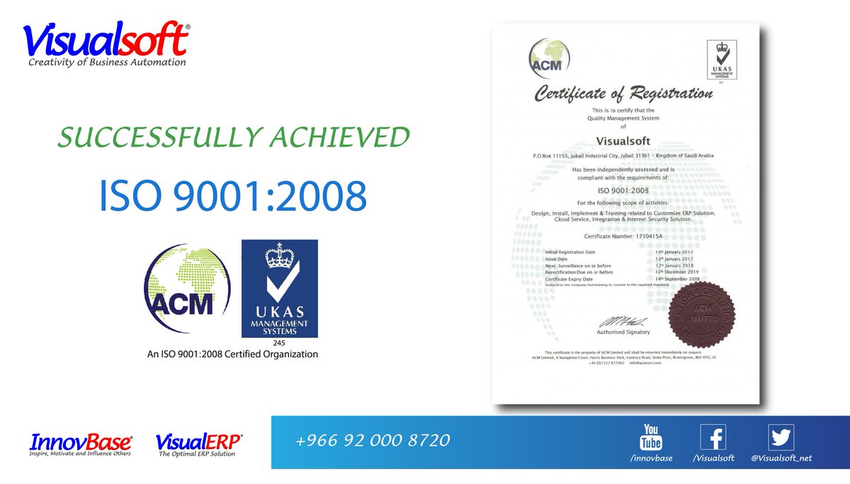 Visualsoft_net's tweet image. #Visualsoft Successfully Achieved ISO 9001:2008 Certification