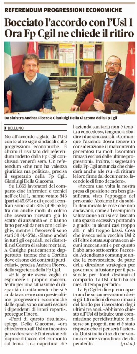 andrea_fiocco70's tweet photo. Referendum #Ulss1 - i lavoratori bocciano l'accordo sulle progressioni #Belluno https://t.co/jYDwUAbW06